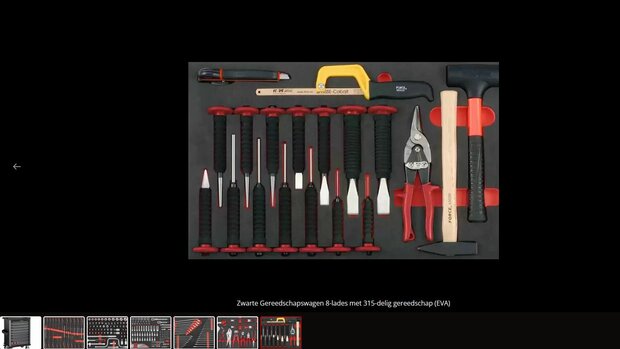  Zwarte Gereedschapswagen 8-lades met 315-delig gereedschap (EVA)